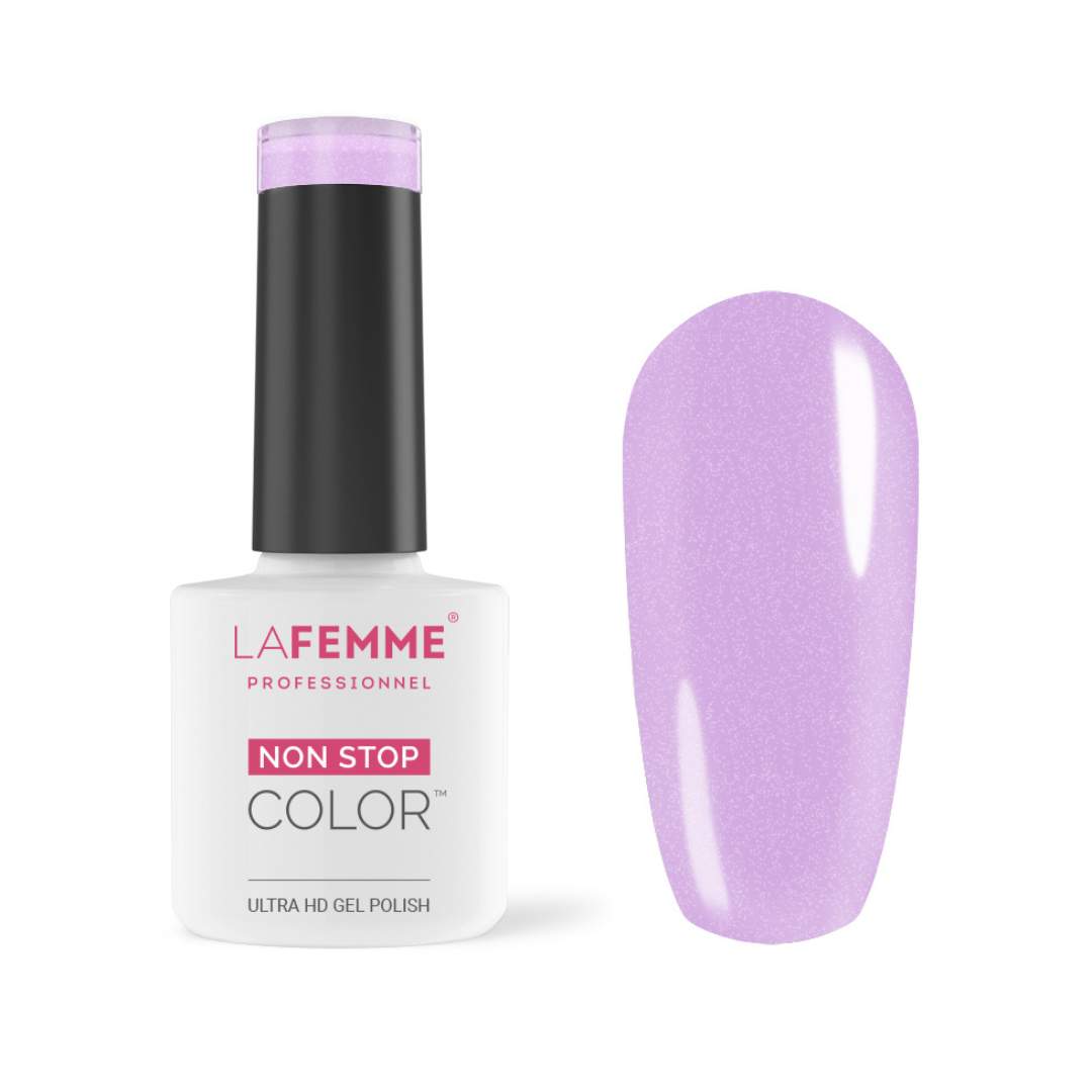 Esmalte semipermanente lila pastel con purpurina H423 La Femme Professionnel